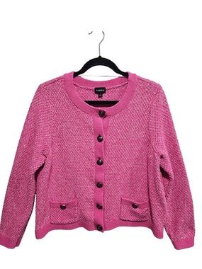 Torrid Pink Button Up Crew Neck Cardigan Sweater Size 1X‎ Pockets